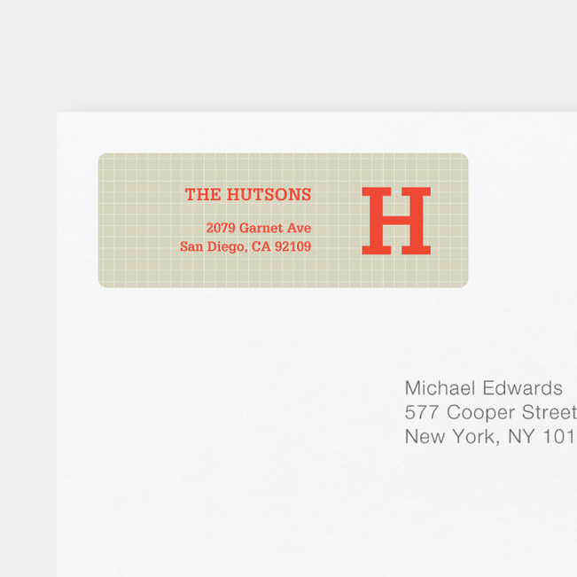 grid pattern custom return address labels orange