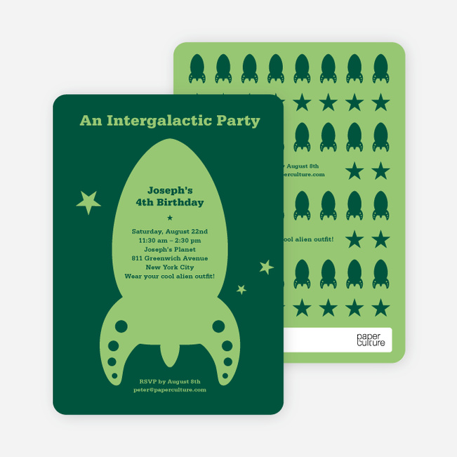 Intergalactic Modern Birthday Invitation - Forest Green