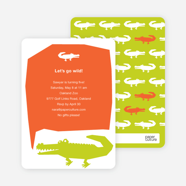 Later Alligator Modern Birthday Invitation - Light Green