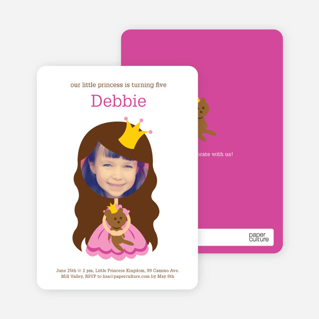 Little Princess Photo Card Birthday Invitations - Pink Princess
