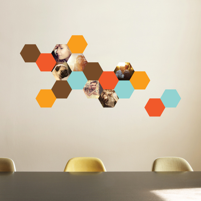 Honeycomb Photo Wall Decals - Orange