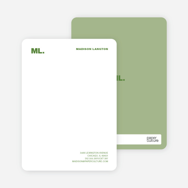 Business Stationery: Personal Monogram or Company Logo - Asparagus