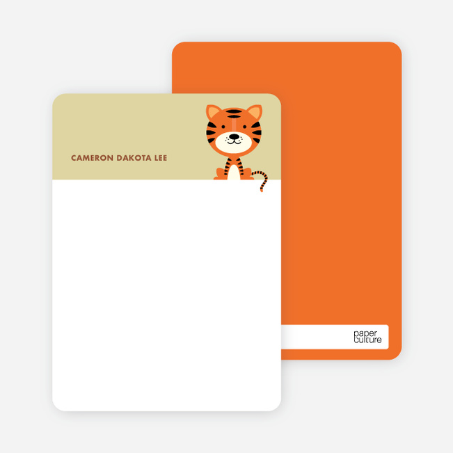 Note Cards: ‘Tiger Birth Announcement’ cards. - Carrot