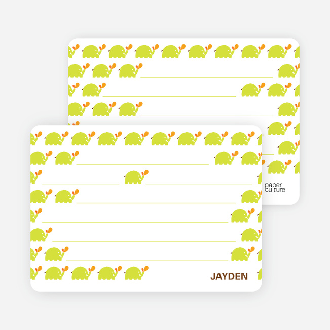 Personal Stationery for Modern Elephant Birthday Party Invitation - Chartreuse