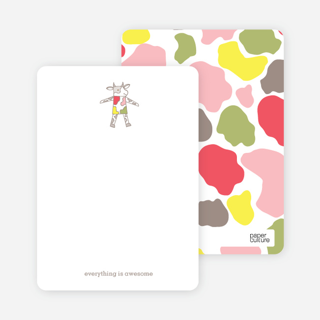 Stationery Featuring a Cow Saying Mooo - Gray Fade