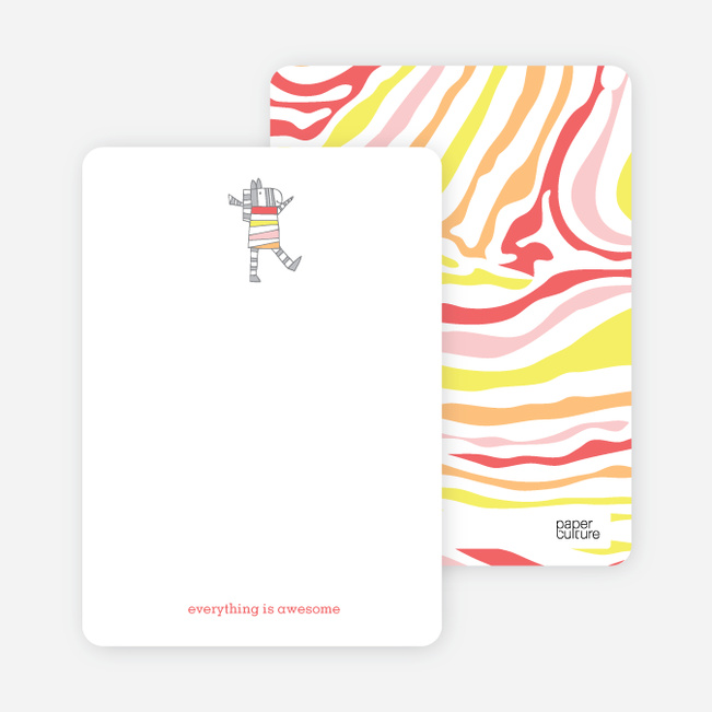 Stationery Featuring a Zebra Saying Cheers - Silver Stripe