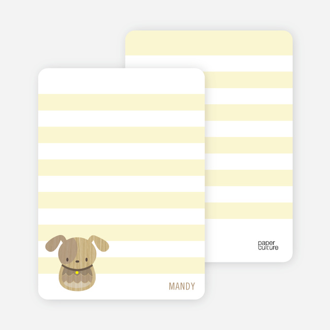 Woodblock Dog Personal Stationery - Canary