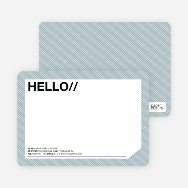 A Simple Hello: Modern Stationery - Blue Tea