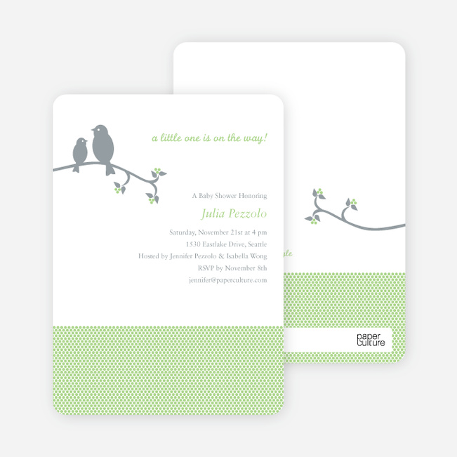 Classic Bird Baby Shower Invitation - Light Green