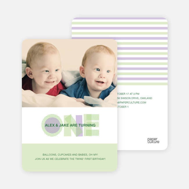 Modern Blue 1st Birthday Invitation - Light Lime