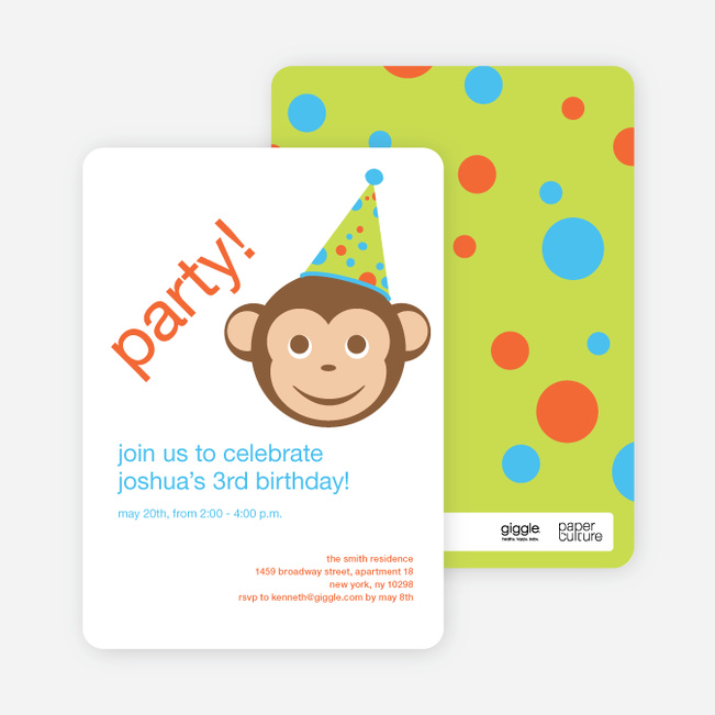 Monkey See Monkey Do Birthday Invitations - Light Brown