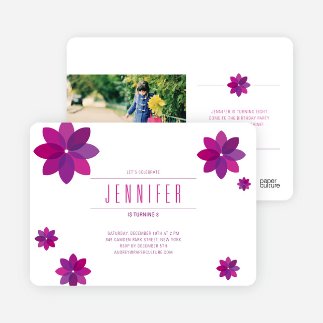 Purple Flower Modern Birthday Invitation - Grape Gum