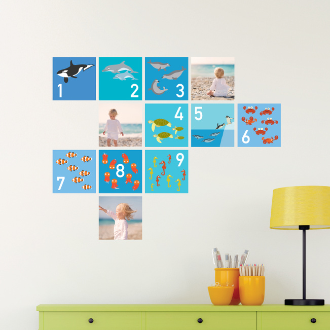 Sea World Numbers and Photos: Wall Decals - Blue