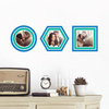 Circle, Hexagon and Square, Modern Stripe Photo Frame Decals - Blue