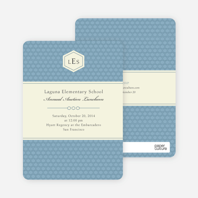 Classic Hexagon Party Invitations - Dusty Blue