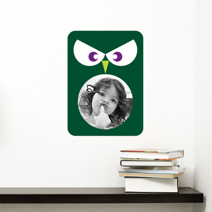 Owl Photo Frame Sticker - Green