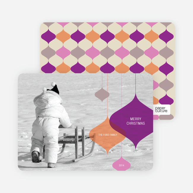 Transparent Ornaments Holiday Photo Cards - Magenta