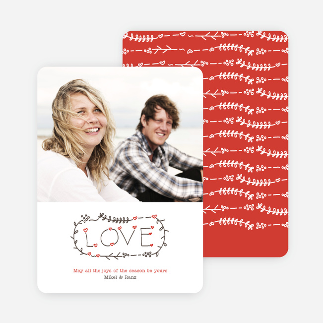 Handwritten Love: Holiday Cards for Newly Married Couples - Red