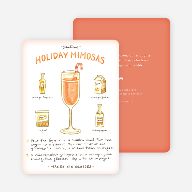 Holiday Mimosas Recipe Cards - Orange