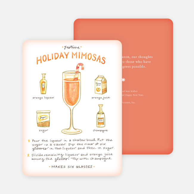 Holiday Mimosas Recipe Cards - Orange