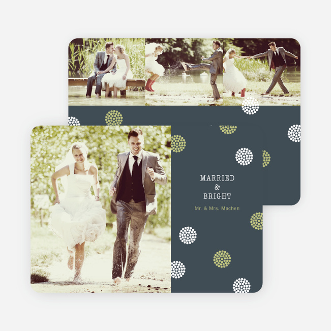 Just Married Holiday Cards: Married and Bright - Green