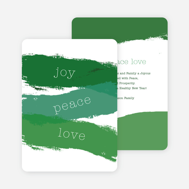 Strokes of Joy, Peace & Love Christmas Cards - Green