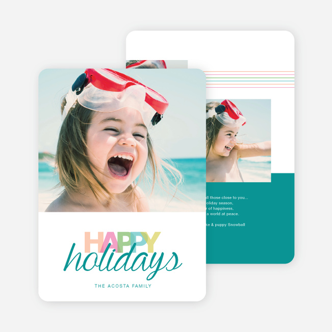 Whimsical Happy Holidays Cards - Blue