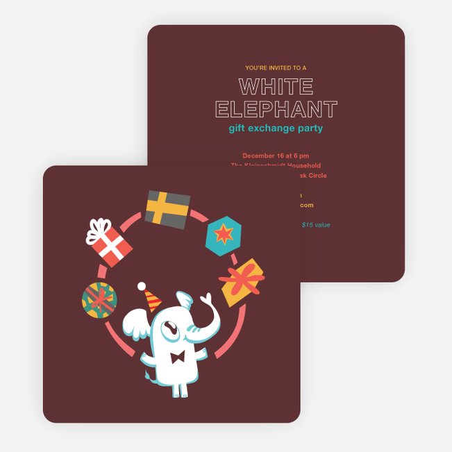 Free White Elephant Gift Exchange Holiday Party Communication Templates