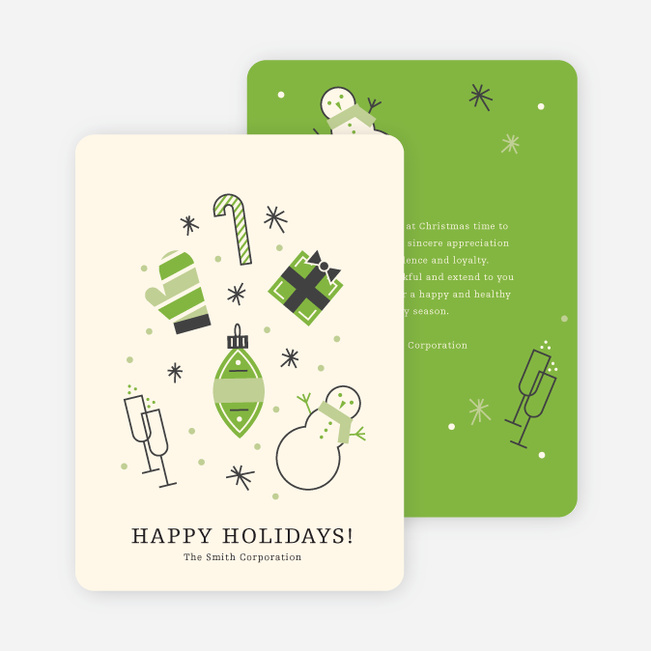 Winter Icons Holiday Party Invitations - Green
