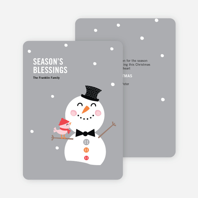 Snowman Celebrating Season’s Blessings - Gray