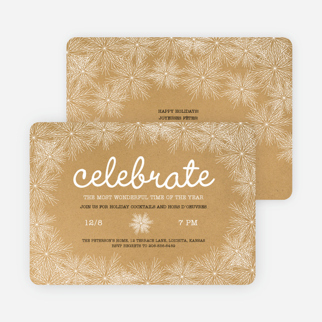 Kraft Snowflake Flurry Holiday Cards - Beige