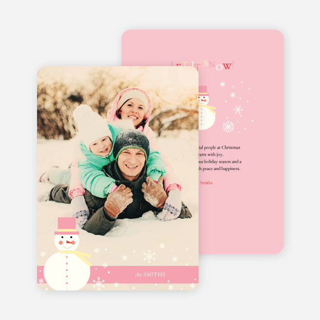 Let it Snowman Winter Holiday Cards - Pink