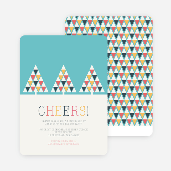 Geometric Trees Christmas Cards - Blue