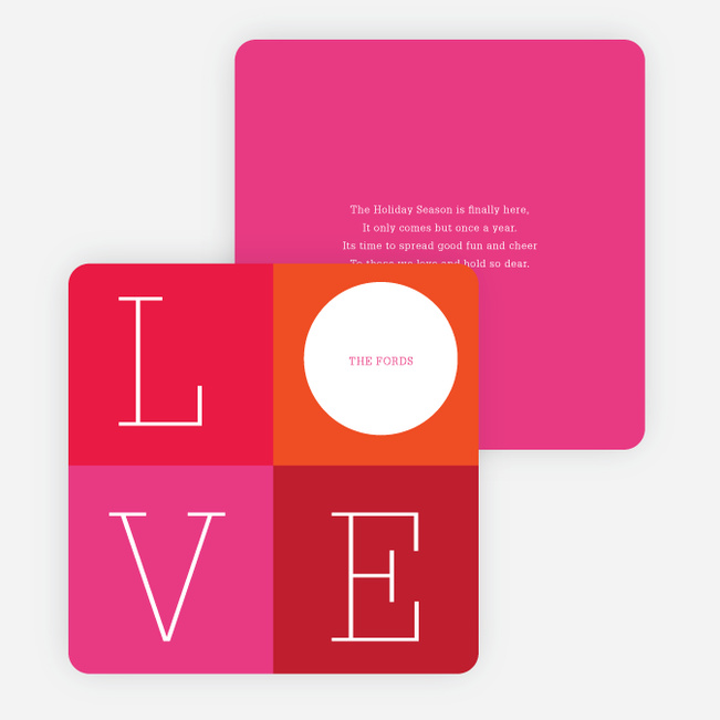 Love: A Four Letter Word? Non-Photo Holiday Cards - Red