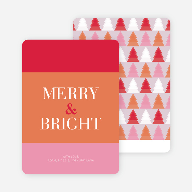 Merry & Bright Christmas Tree Cards - Pink