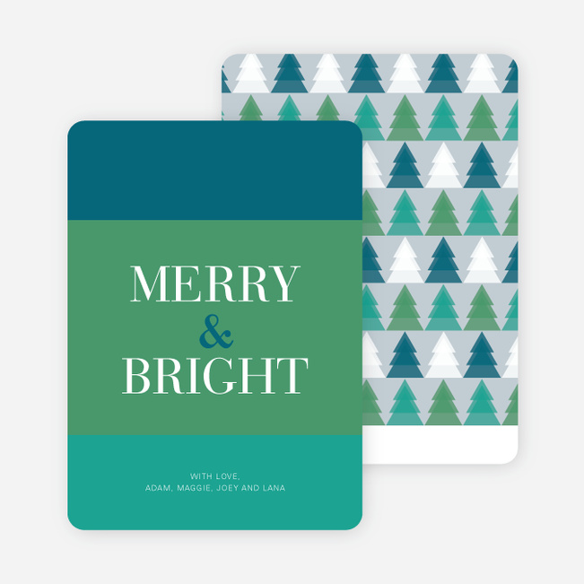 Merry & Bright Christmas Tree Cards - Blue
