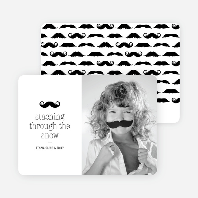 Staching through the Snow: Mustache Holiday Cards - Black
