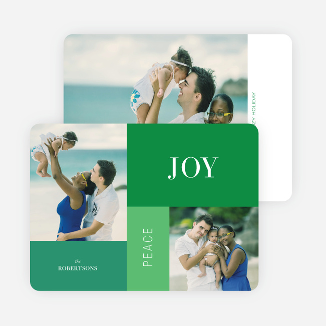 Joy, Peace & Love Blocks: Holiday Photo Cards - Green