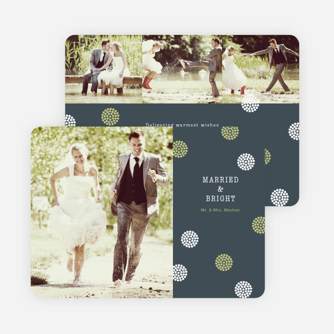 Just Married Holiday Cards: Married and Bright - Green