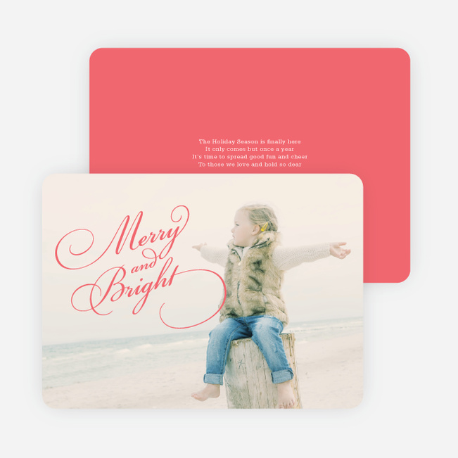 Merry & Bright Script Holiday Cards - Red