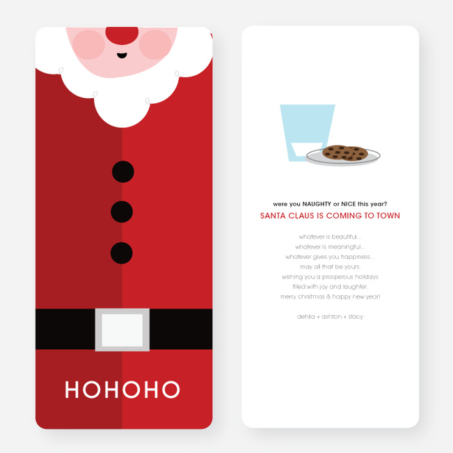 Santa’s Awfully Happy with His Milk & Cookies Cards - Red