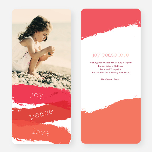 Strokes of Joy, Peace & Love Christmas Cards - Red