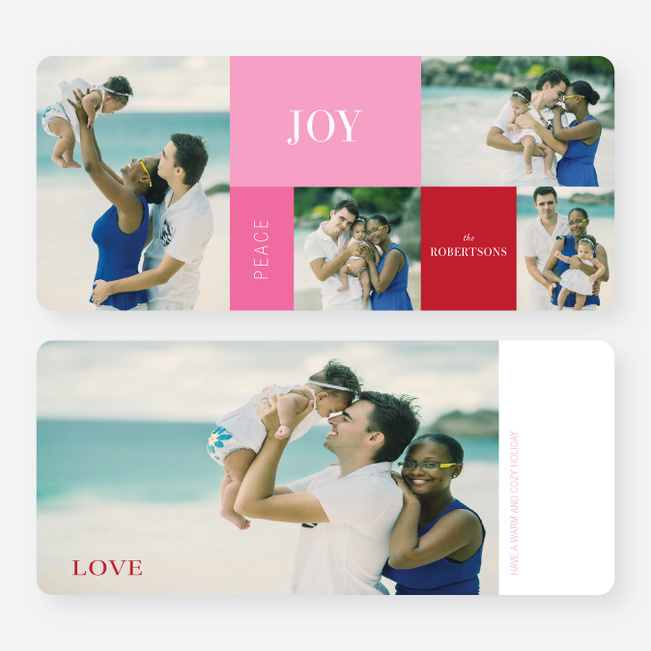 Joy, Peace & Love Blocks: Holiday Photo Cards - Red