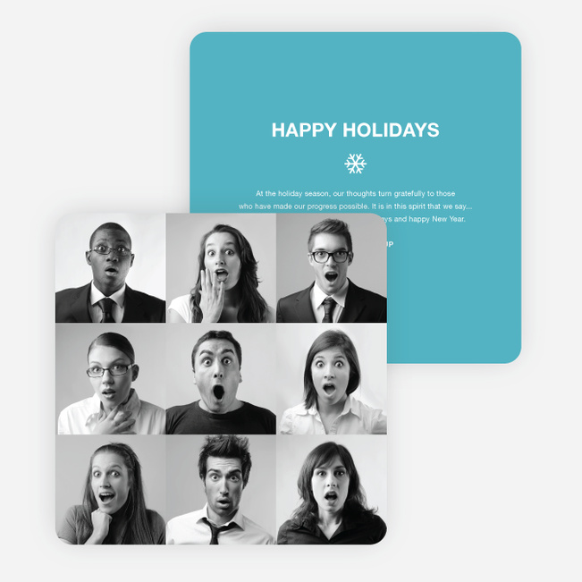 Brady Bunch Squares Holiday Cards for Small Business - Blue