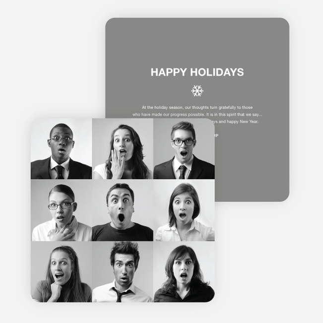 Brady Bunch Squares Holiday Cards for Small Business - Gray