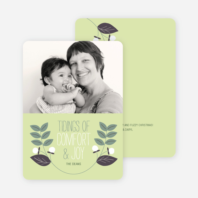Holly Tidings Holiday Photo Cards - Pale Celery