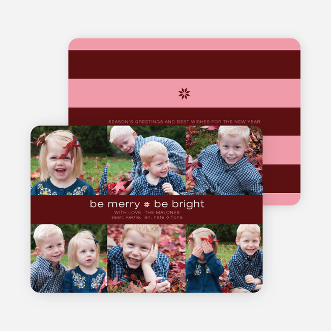 Merry and Bright Holiday Photo Cards - Maroon