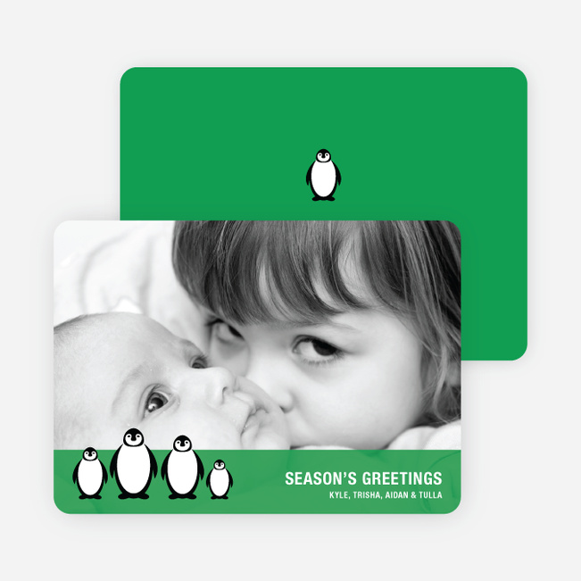 Penguin Holiday Photo Cards - Kelly Green