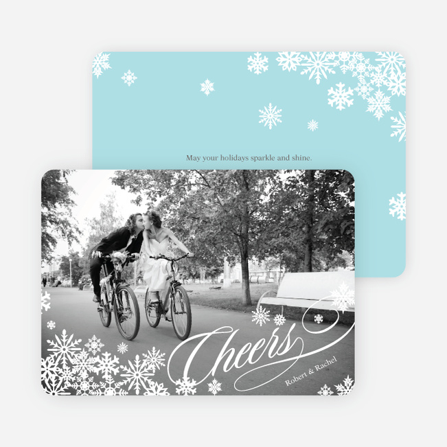 Snowflake Cheers Holiday Photo Cards - White