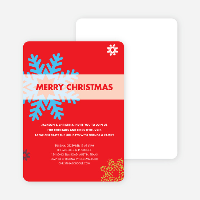 Snowflake Holiday Party Invitations - Bright Red